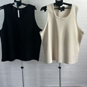 NOVAMEN XXL Black & Cream Minimalist Tank Top Set Sleeveless Modern Shirt